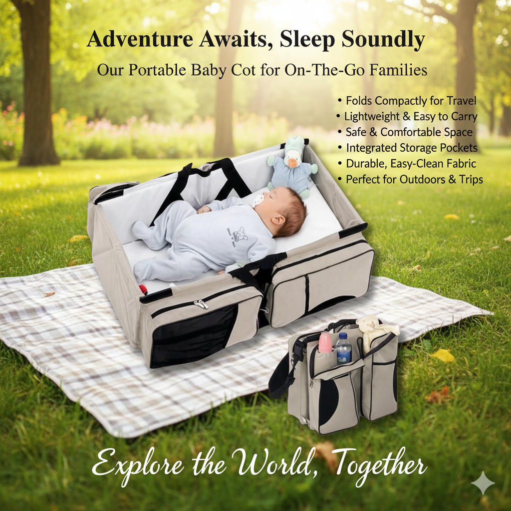 Portable Baby Travel Cot (Foldable)