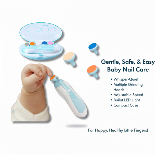 Baby Nail Trimmer Electric File Set with Light Replacement Heads