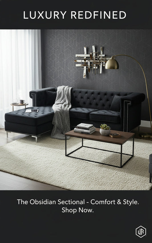 Black Velvet Tufted Sofa